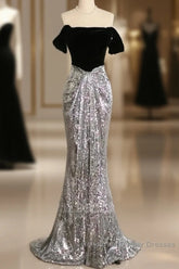 A Line Off The Shoulder Sexy Sequin Formal Dresses Bridesmaid Dresses Evening Gown Semi Formal Prom Dress